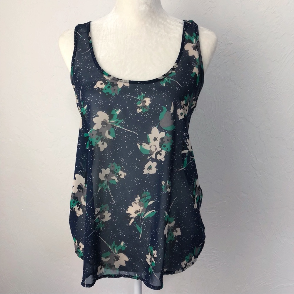 Lush sheer tank top with lace back